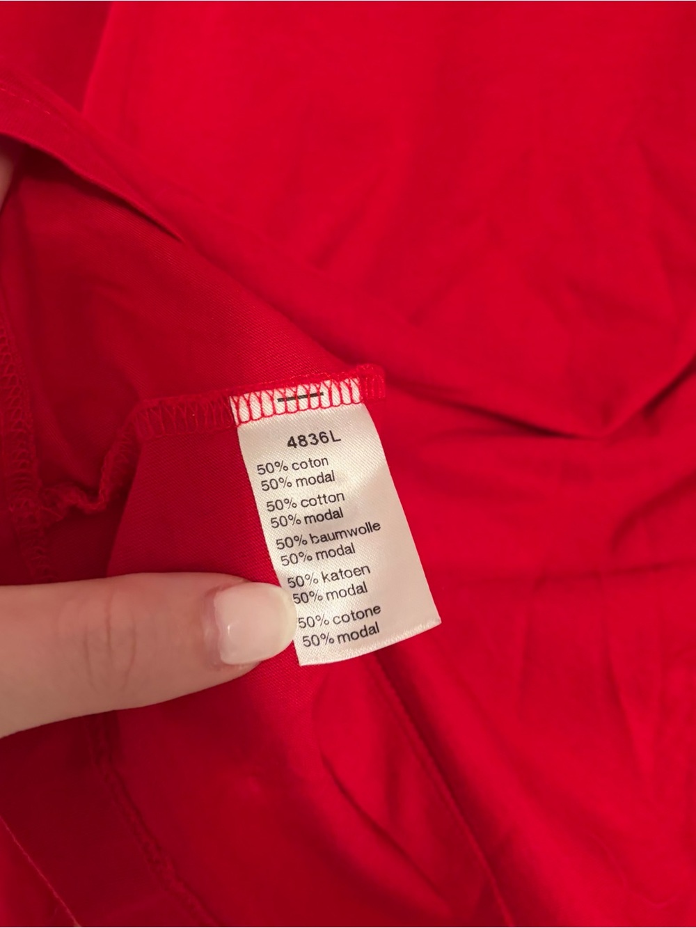 Lacoste Red V-Neck Long Sleeve Women's Top - Picture 4 of 7